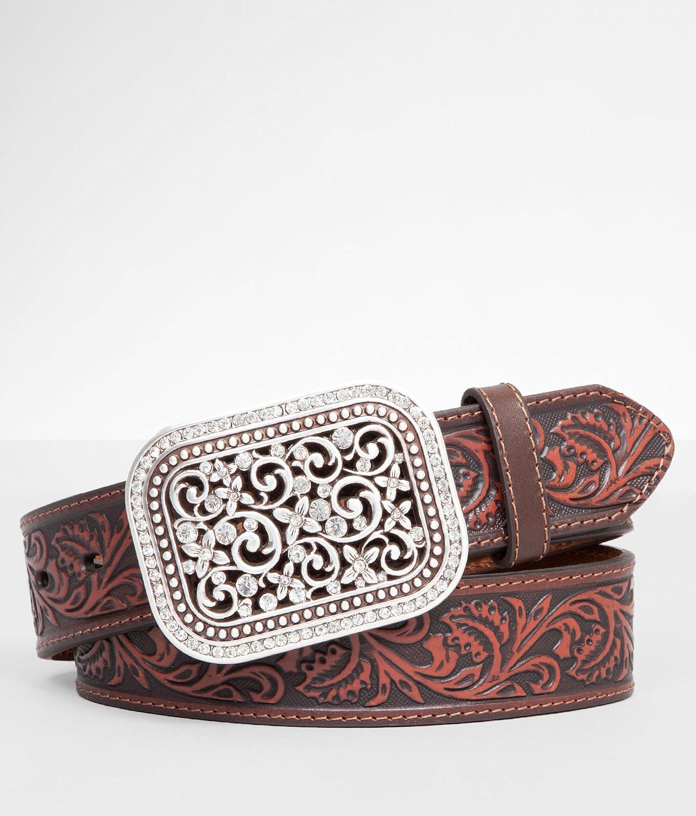 Ariat Embossed Leather Belt  - Brown - female - Size: Large