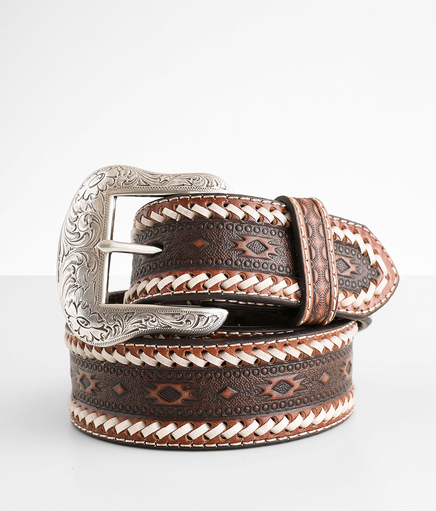 Ariat Tooled Leather Belt  - Brown - male - Size: 36