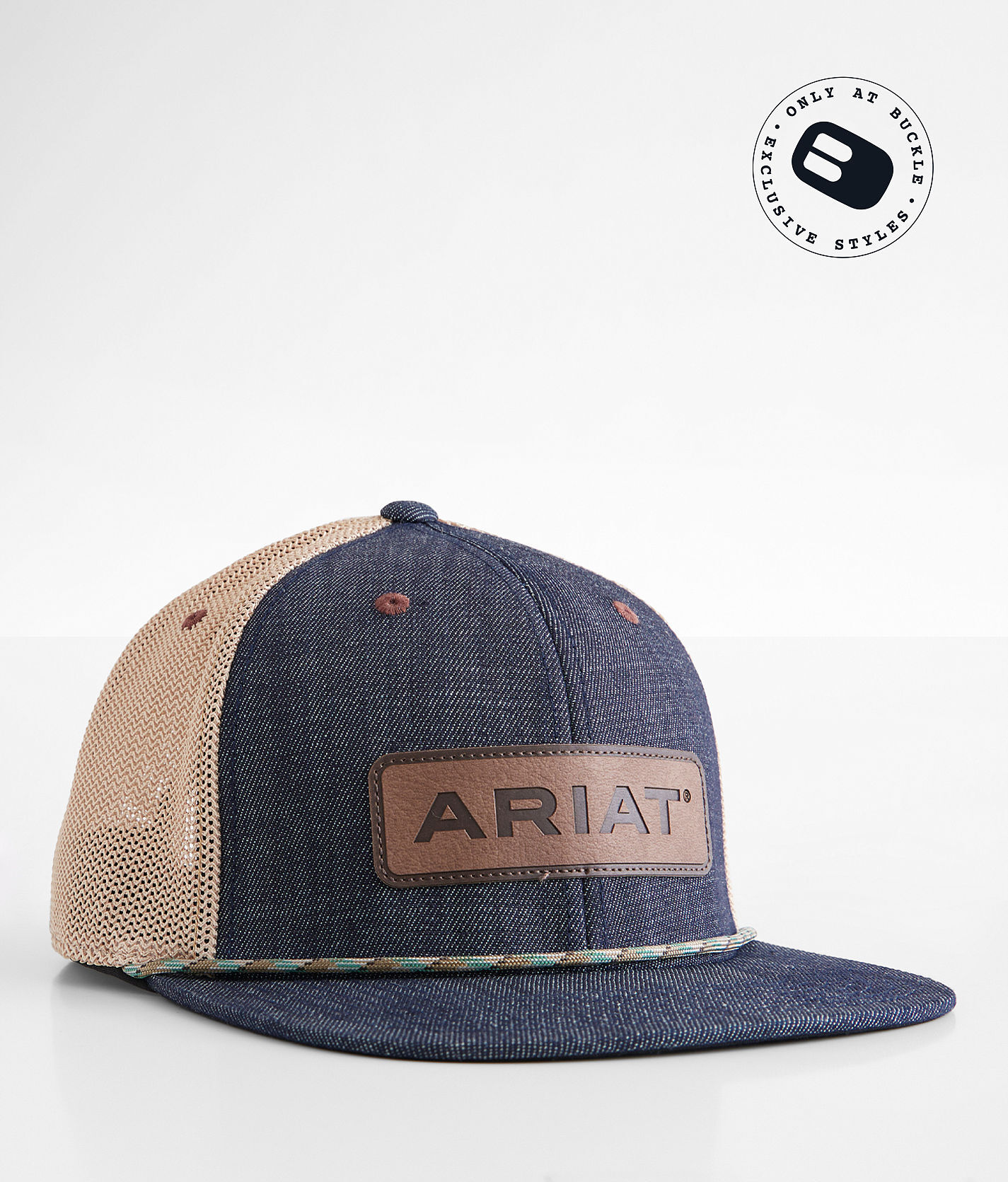 Ariat Denim 110 Flexfit Trucker Hat  - Blue;Khaki - male