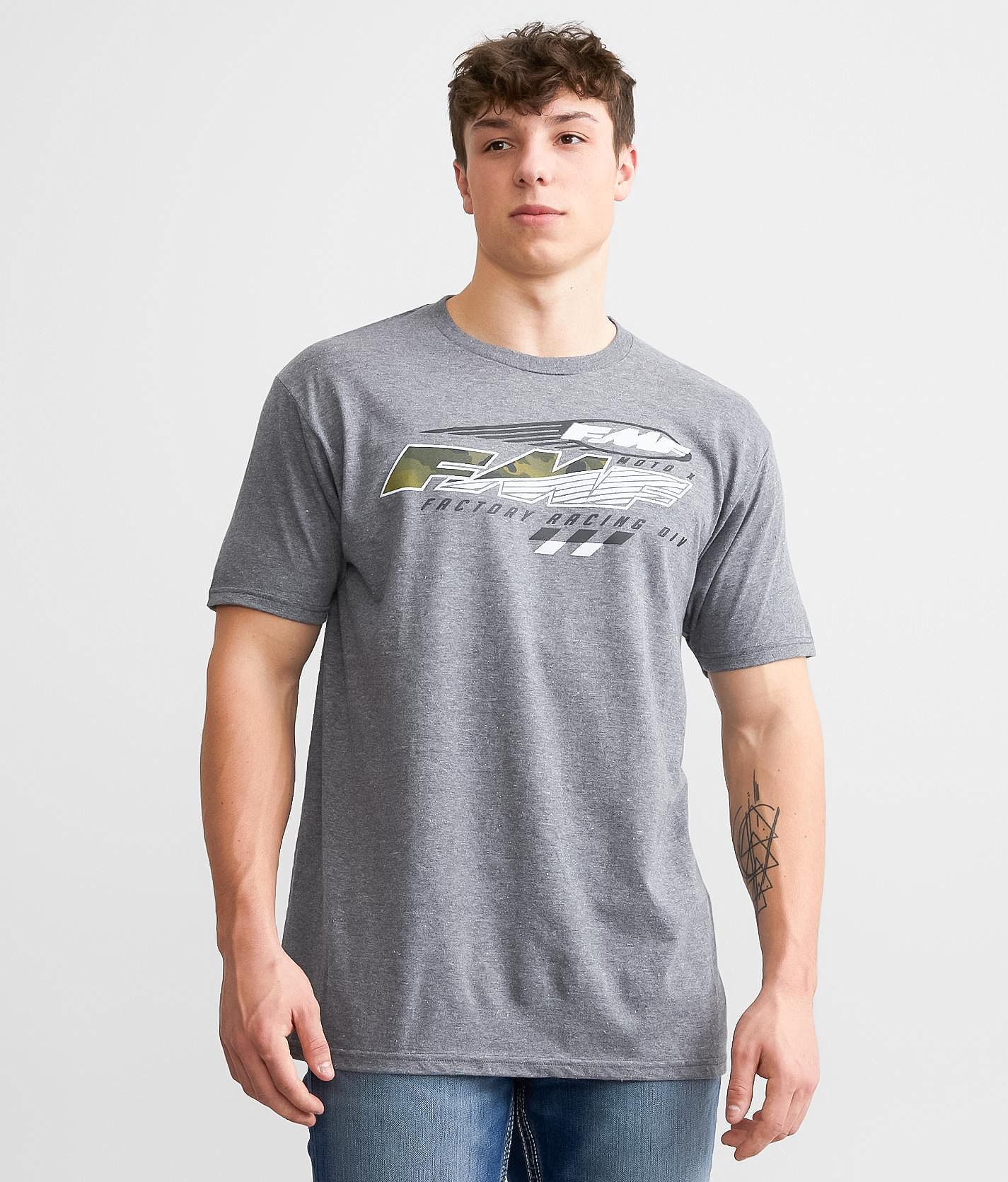 FMF Finish Line T-Shirt  - Grey - male - Size: Small