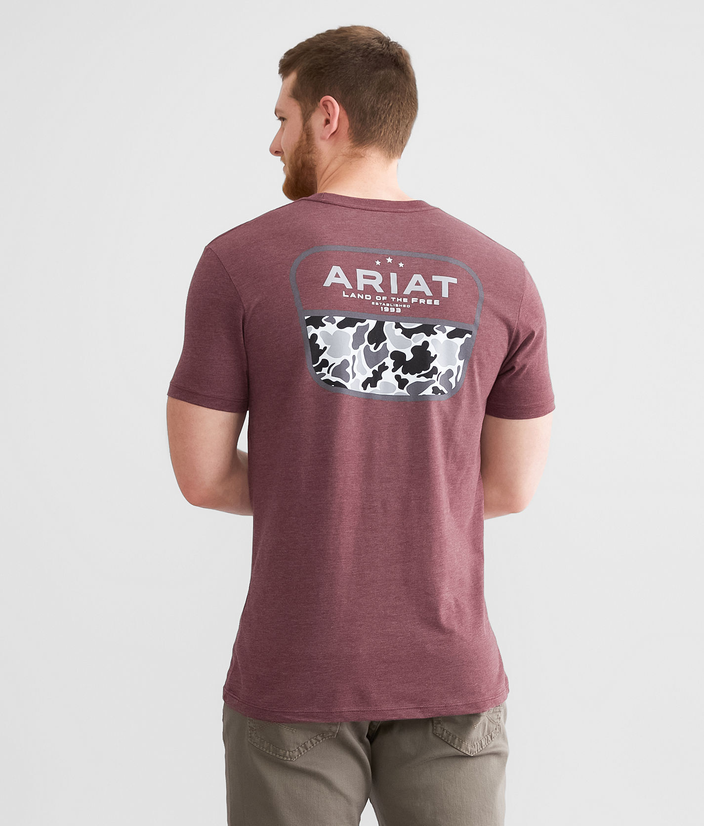 Ariat Duck Camo Badge T-Shirt  - Red - male - Size: 2L