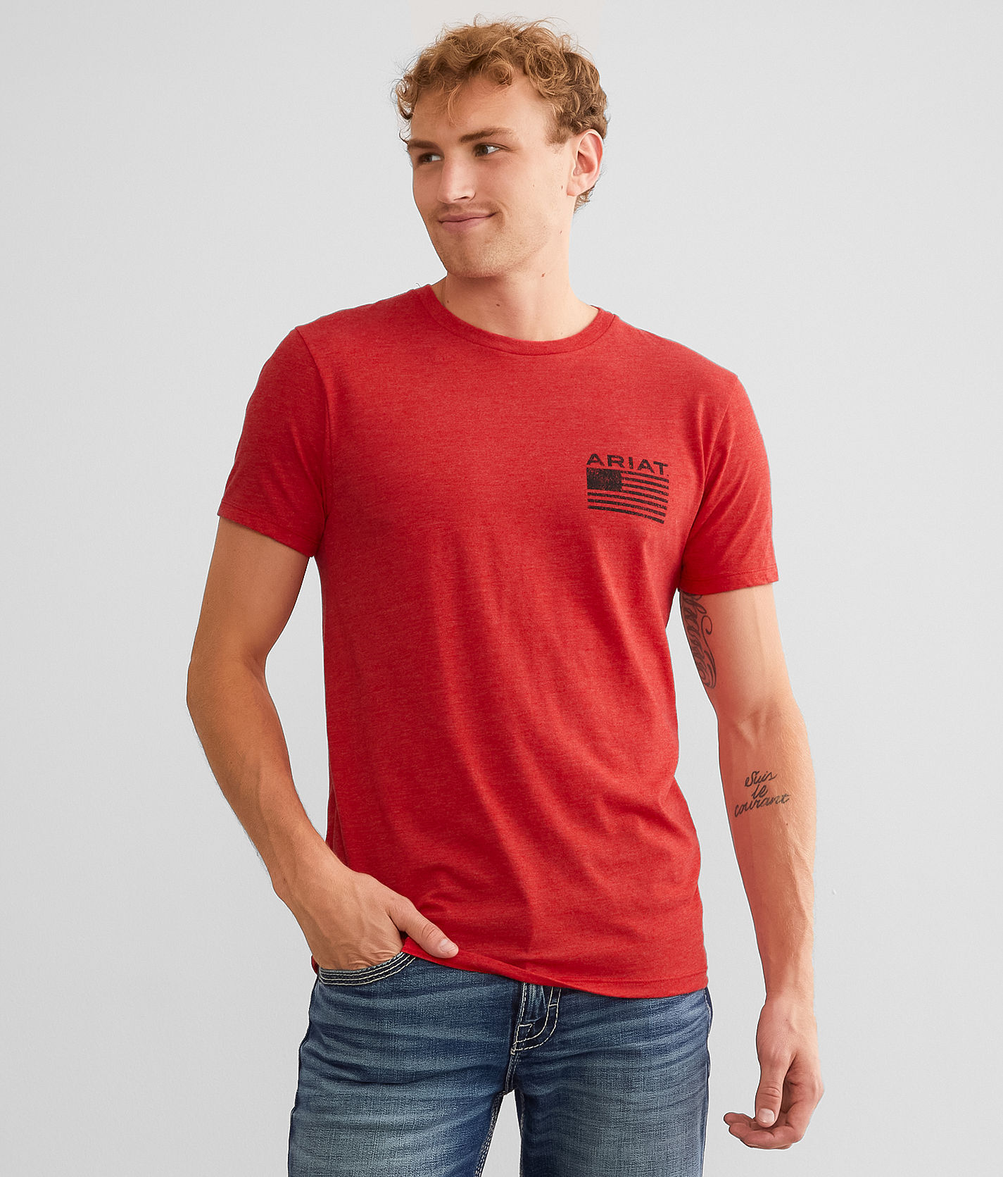 Ariat Home Of The Free T-Shirt  - Red - male - Size: Large