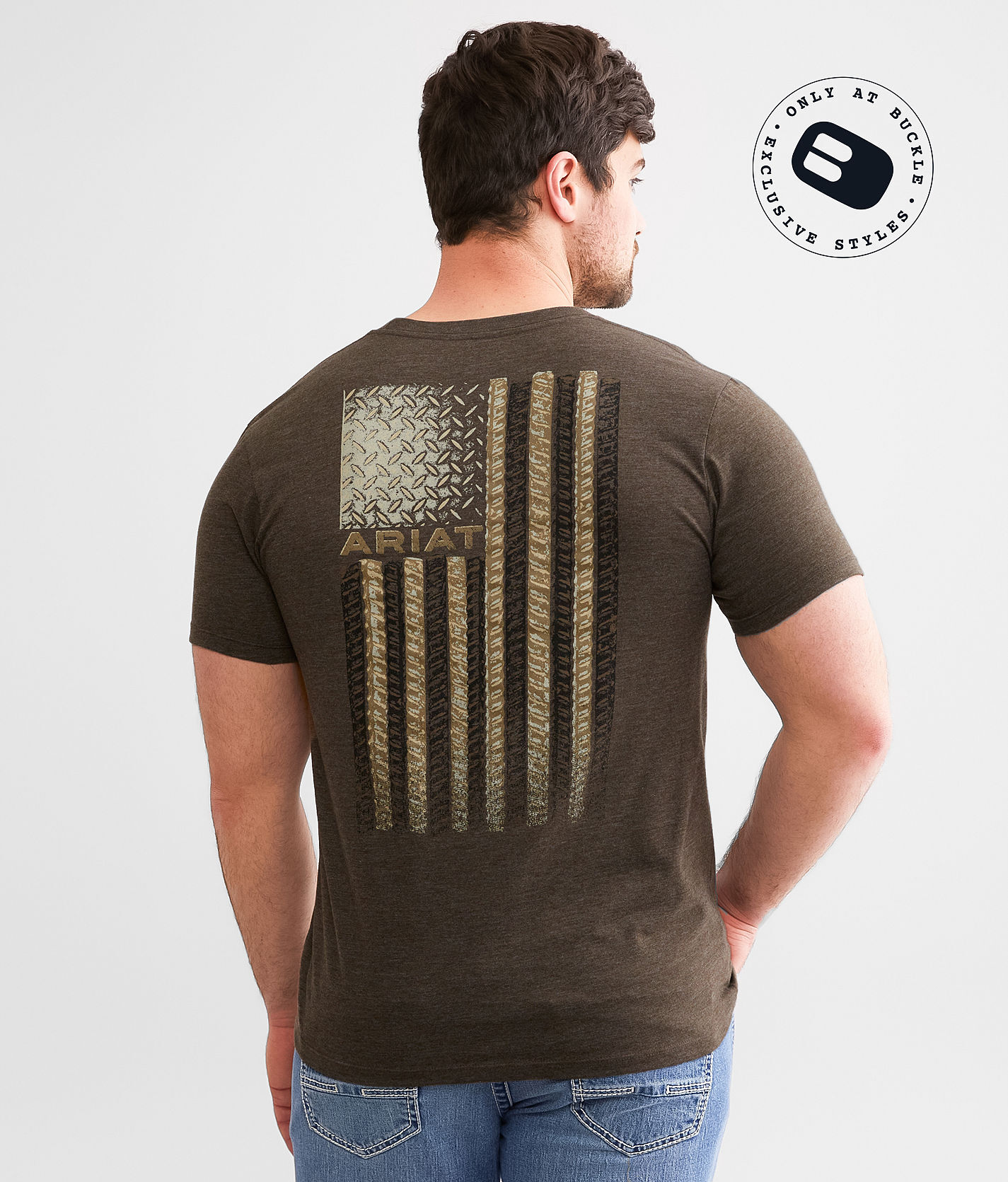 Ariat Steel Bar Flag T-Shirt  - Brown - male - Size: 2L