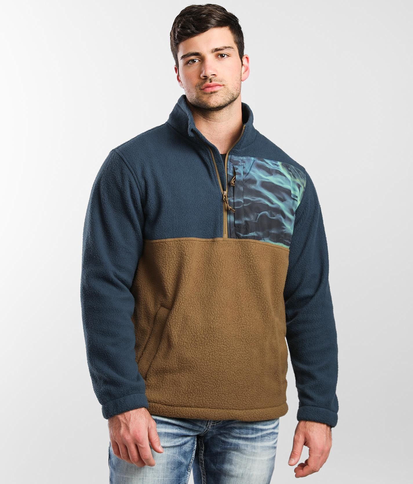 Billabong Boundary Fleece Pullover  - Blue;Brown - male - Size: Large