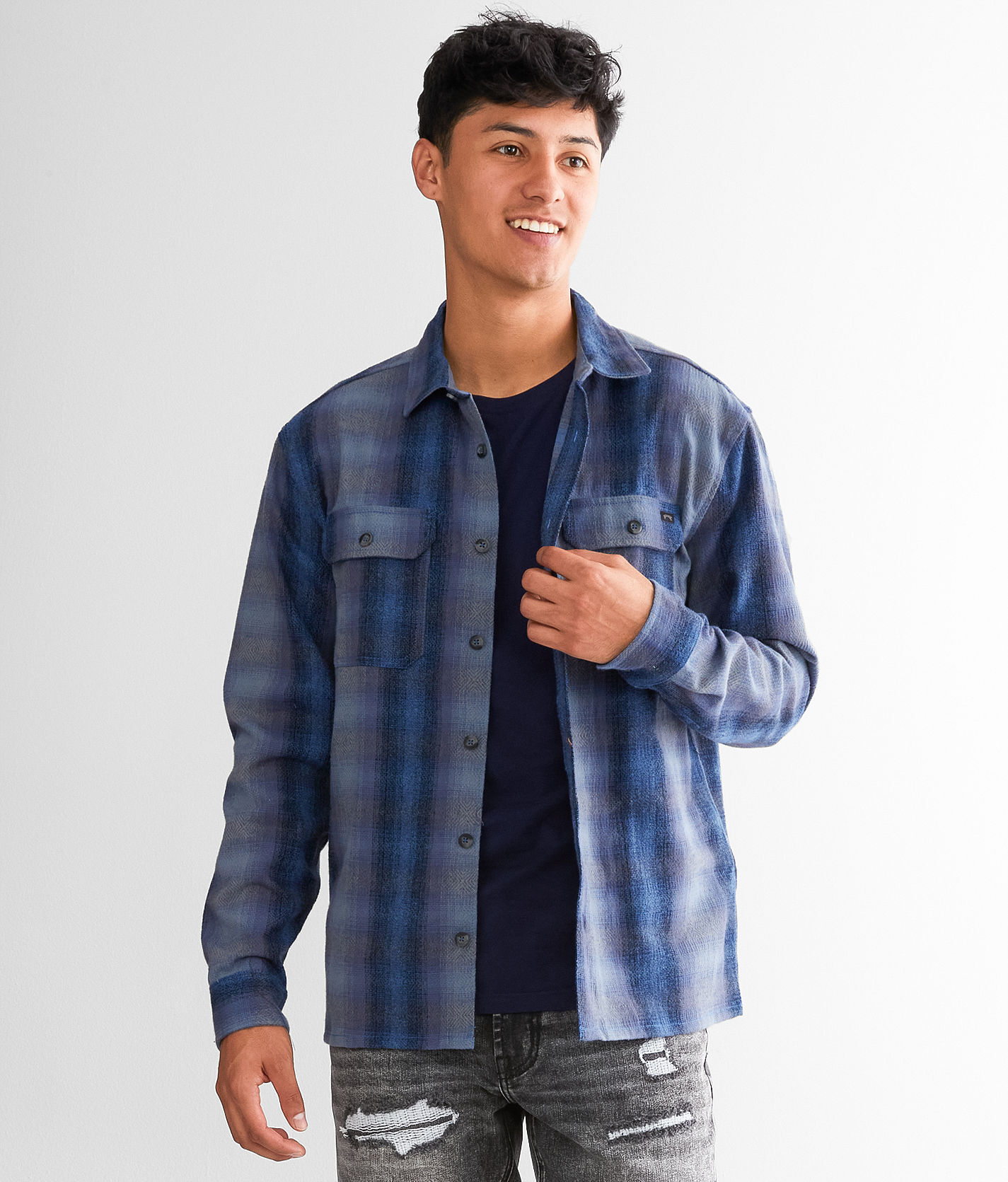 Billabong Offshore Jacquard Flannel Shirt  - Blue - male - Size: Medium