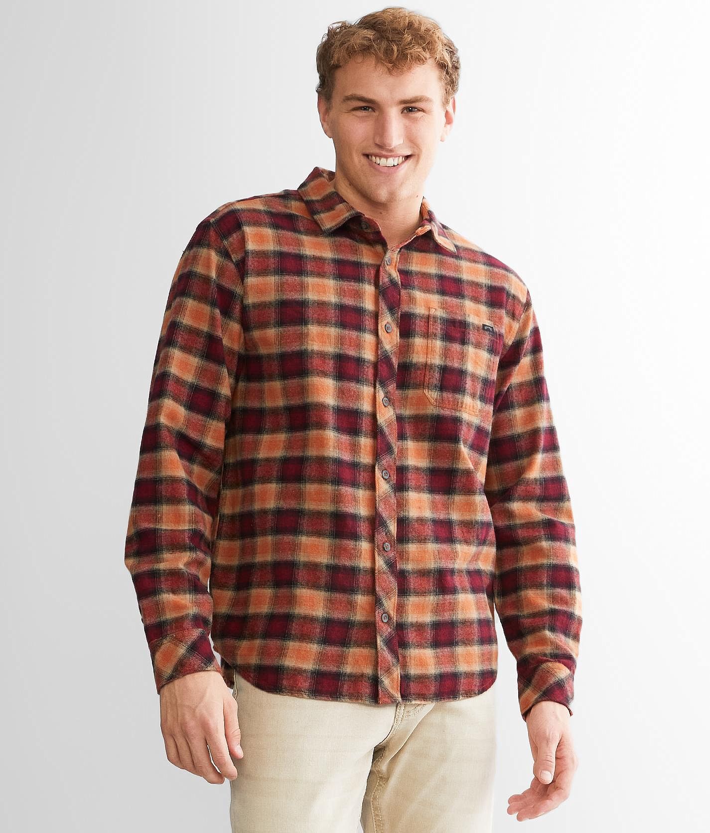 Billabong Coastline Flannel Shirt  - Red - male - Size: Extra Large