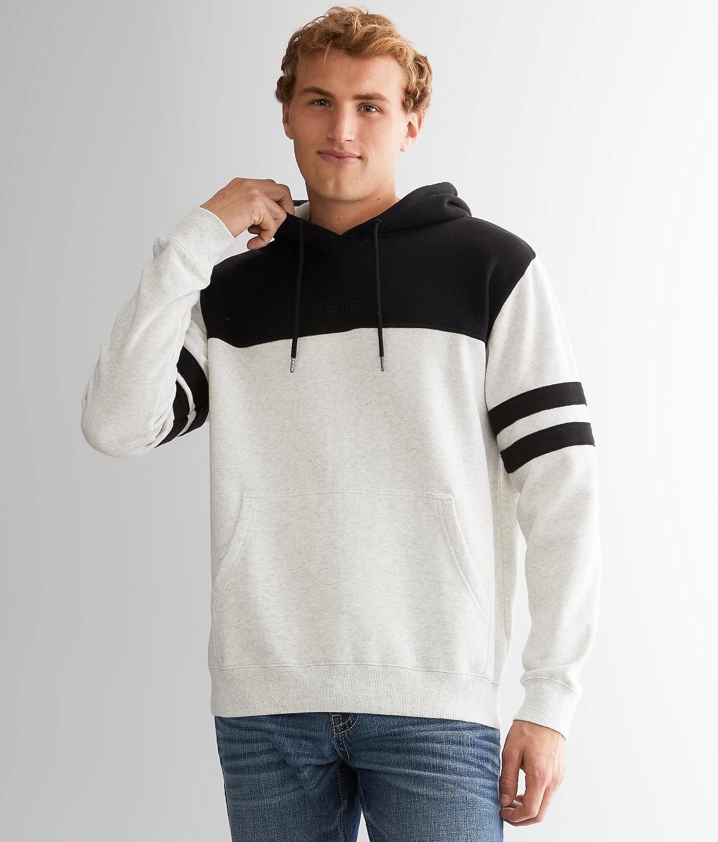 RVCA Bad News Hooded Sweatshirt  - Grey;Black - male - Size: Large