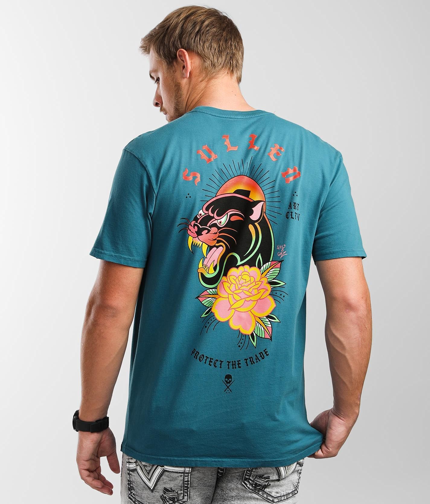 Sullen Alejo Panther T-Shirt  - Turquoise - male - Size: Medium