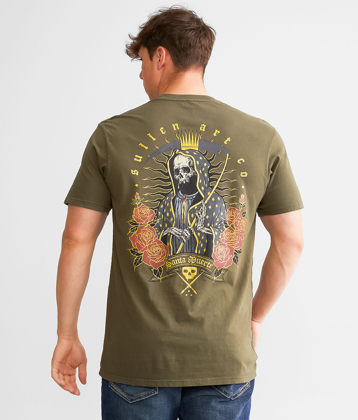 Sullen Santa Muerte T-Shirt  - Green - male - Size: 2L