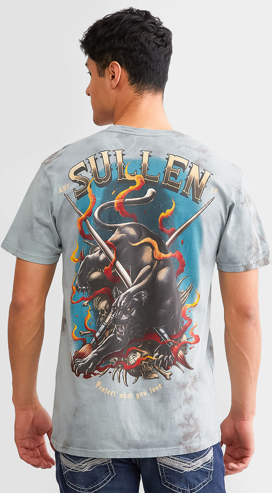 Sullen Crawling Panther T-Shirt  - Grey - male - Size: Small