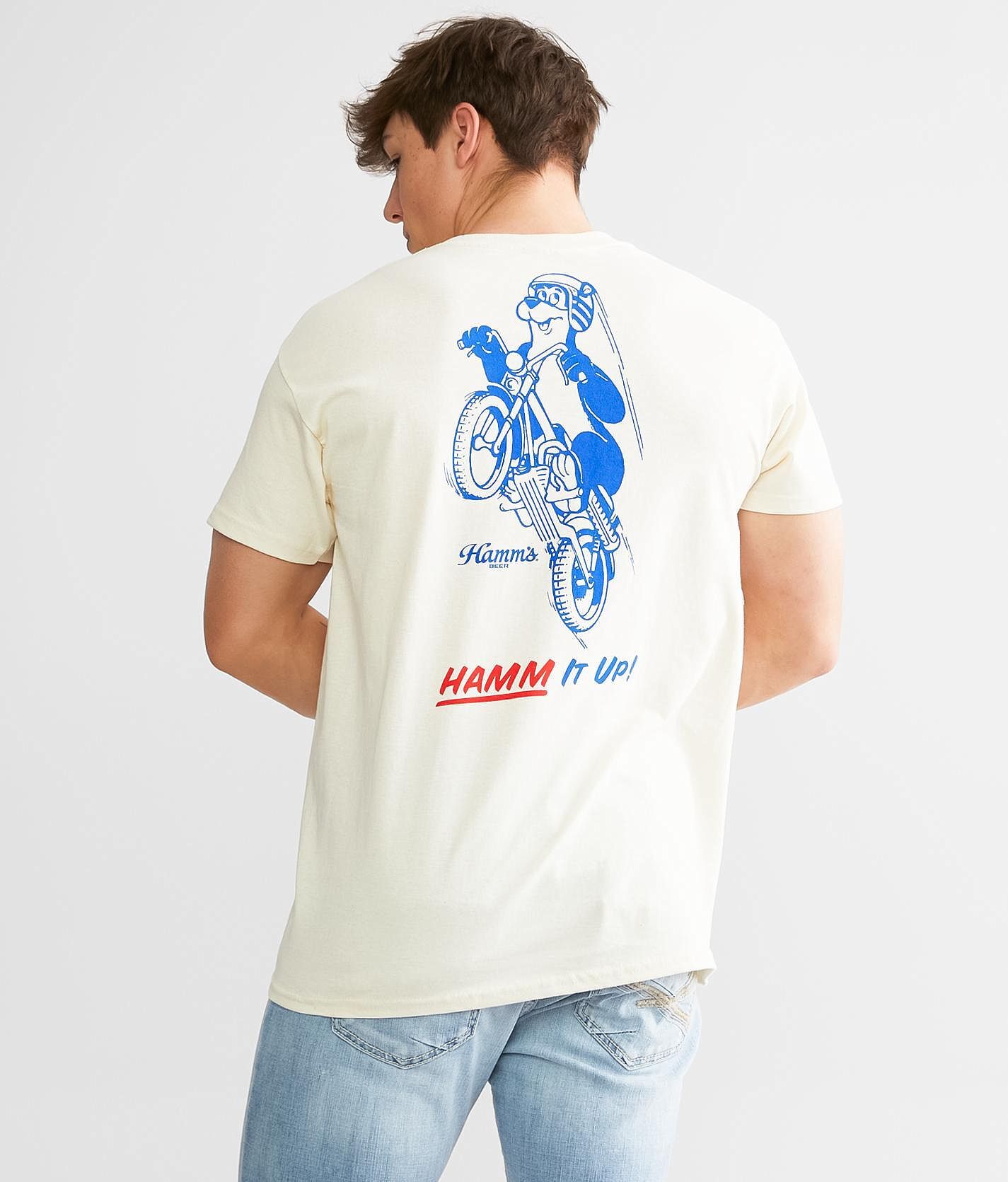 Brew City Hamm's Bear Motorcycle T-Shirt  - Cream - male - Size: Small