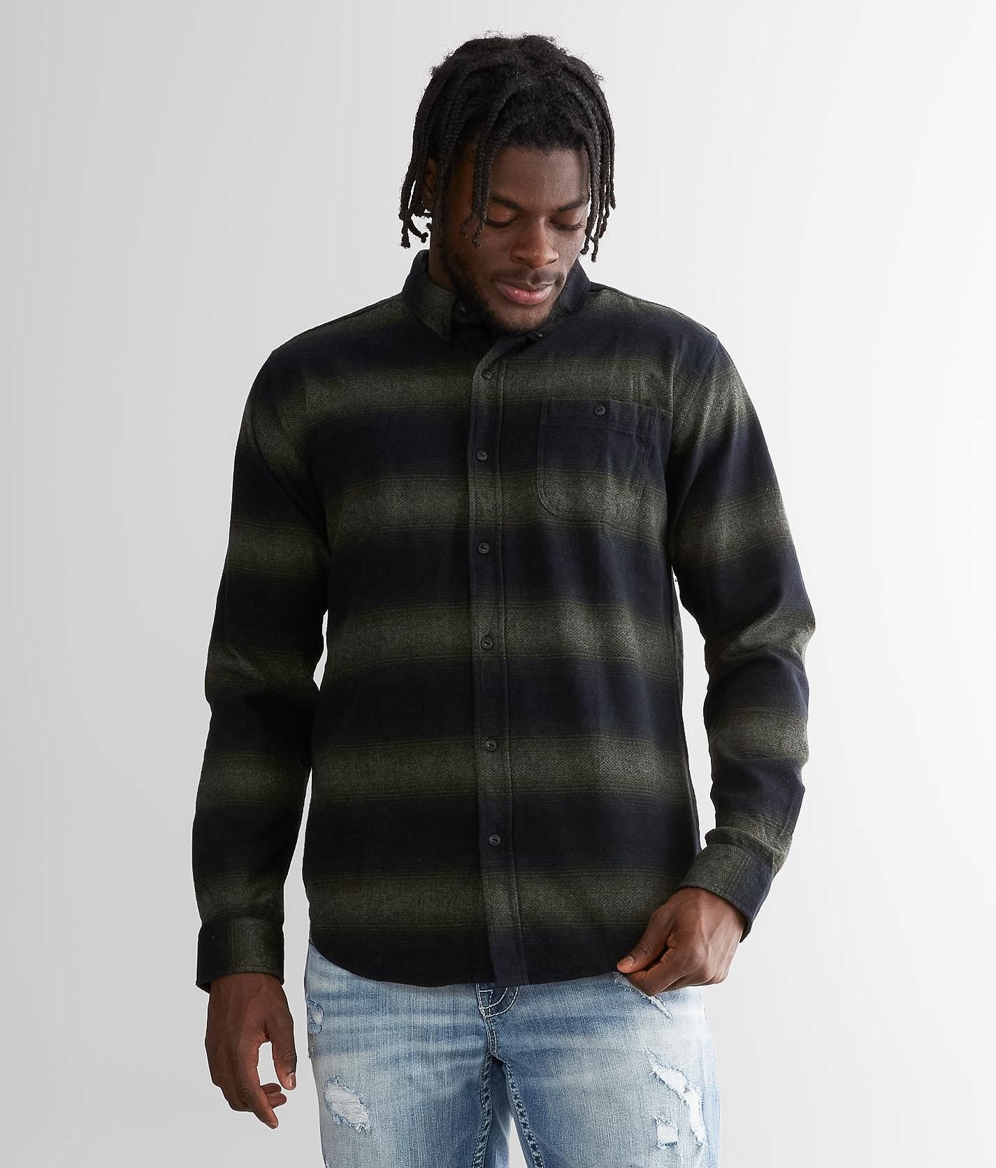 Ezekiel Marley Flannel Shirt  - Black;Green - male - Size: 2L