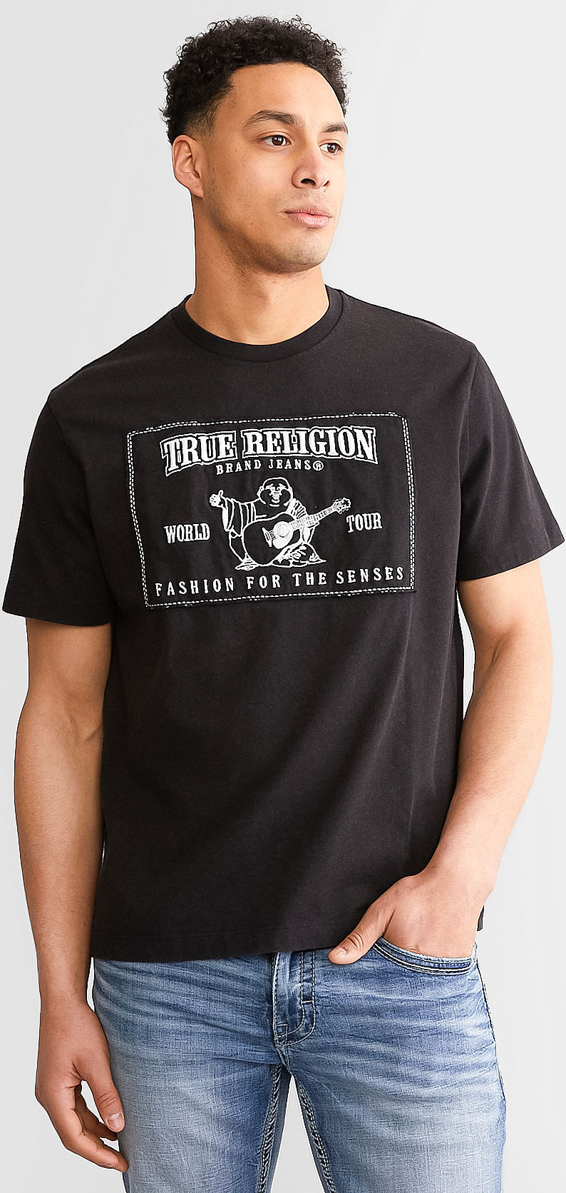 True Religion Vintage Applique T-Shirt  - Black - male - Size: Small