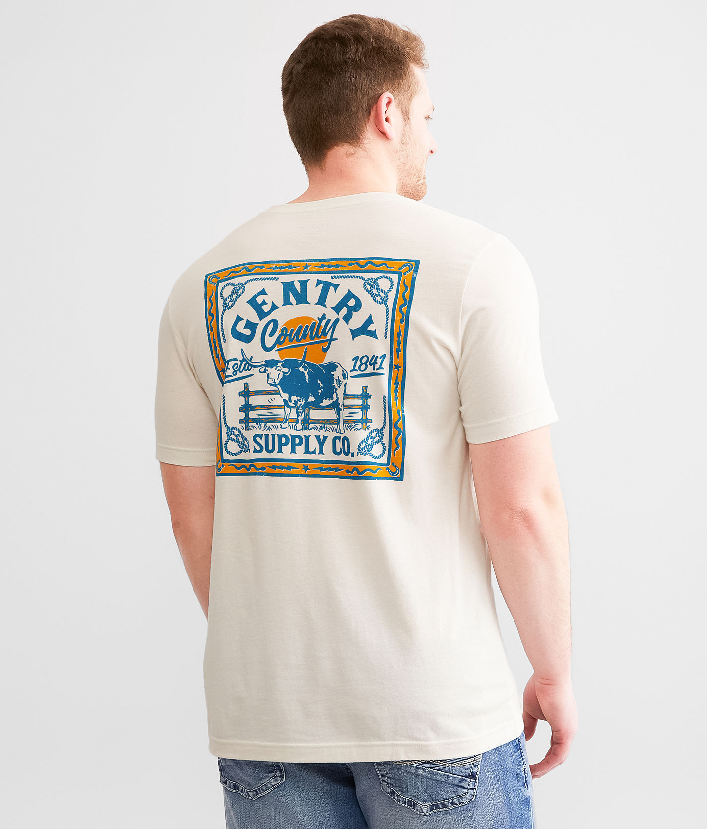 Gentry County Western Bandana T-Shirt  - Cream - male - Size: Medium