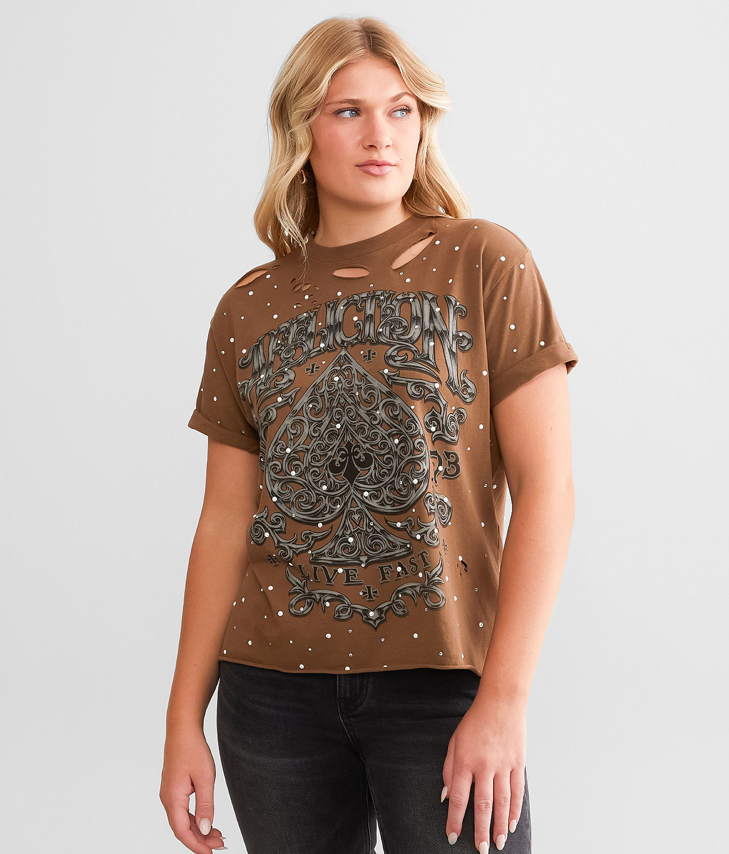 Affliction Polaris T-Shirt  - Brown - female - Size: 2L