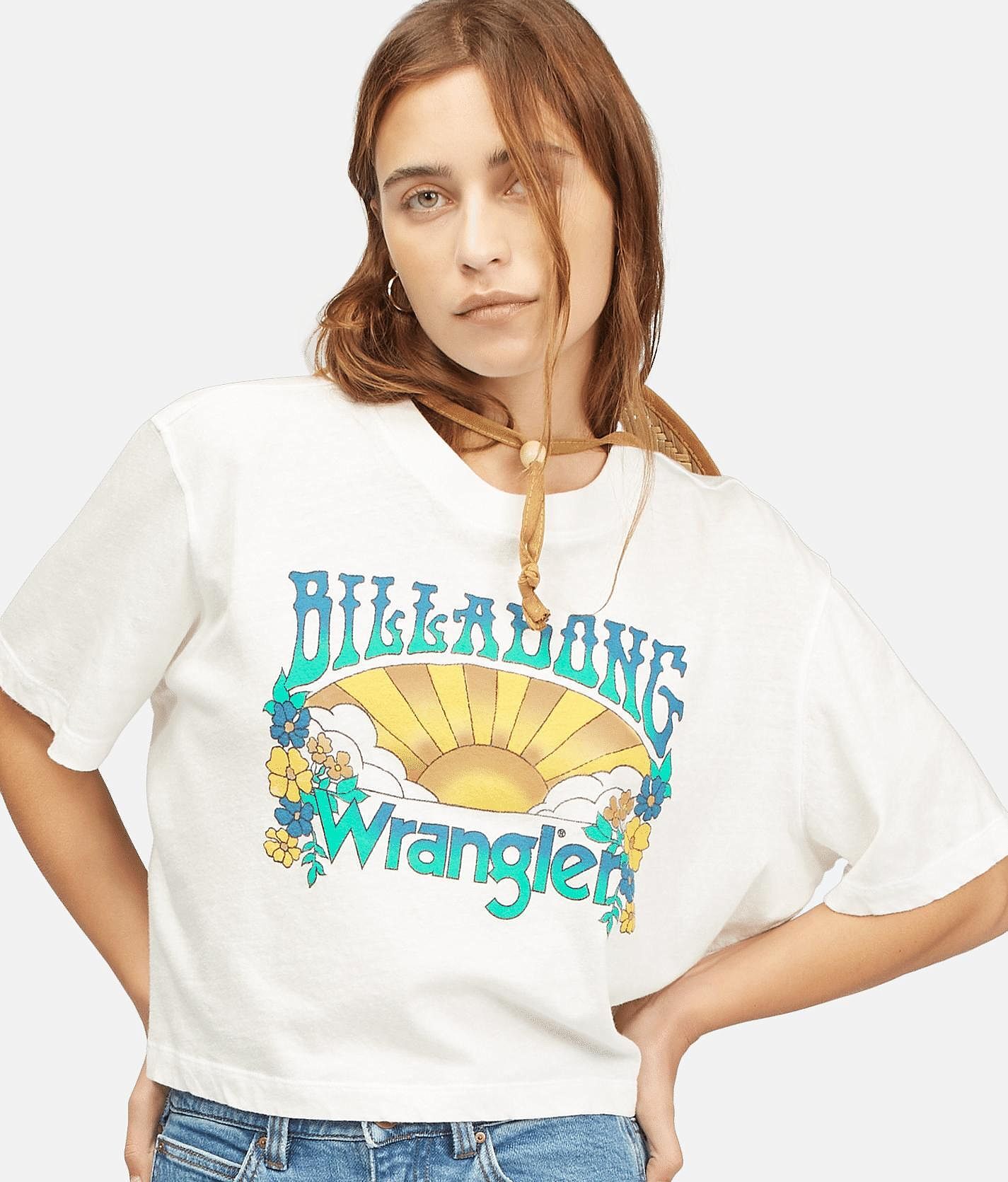 Billabong;Wrangler Billabong x Wrangler Made It T-Shirt  - White - female - Size: Medium