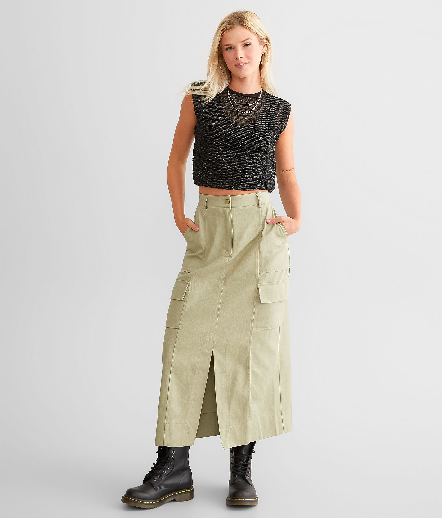 Privy Cargo Maxi Skirt  - Green - female - Size: Medium