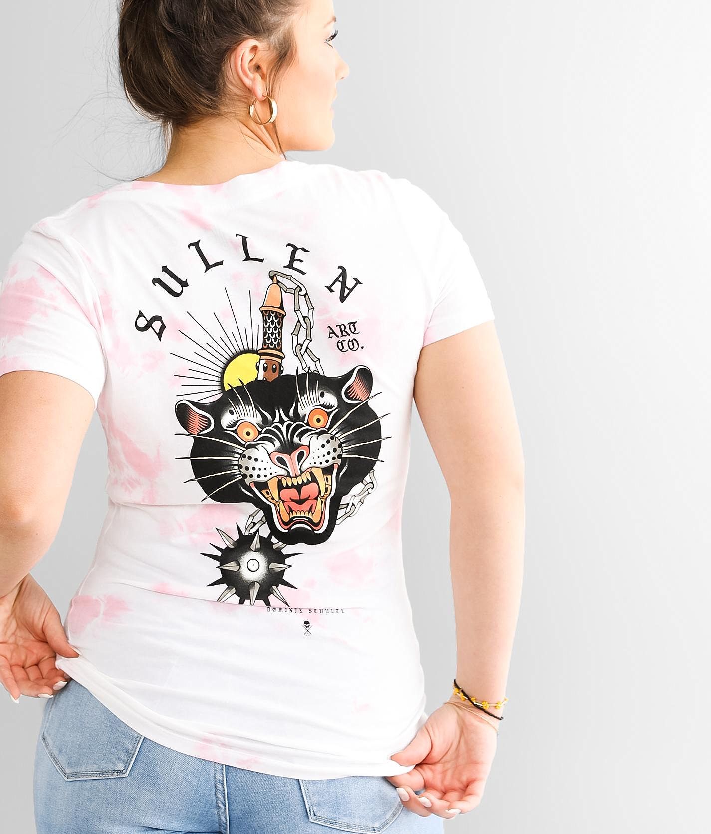 Sullen Angels Mace Cat T-Shirt  - White;Pink - female - Size: Small