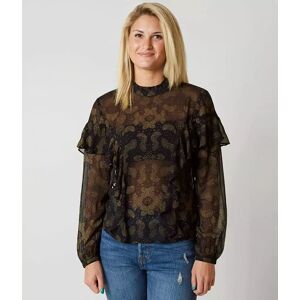 Lucky Brand Sheer Ruffle Blouse  - Black - female - Size: Small