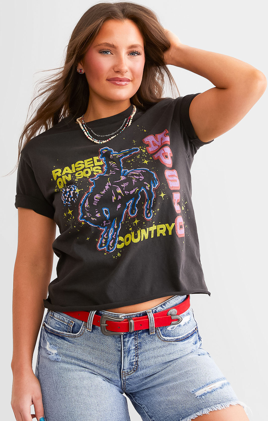 American Highway Raised On 90's Country T-Shirt  - Black - female - Size: Large