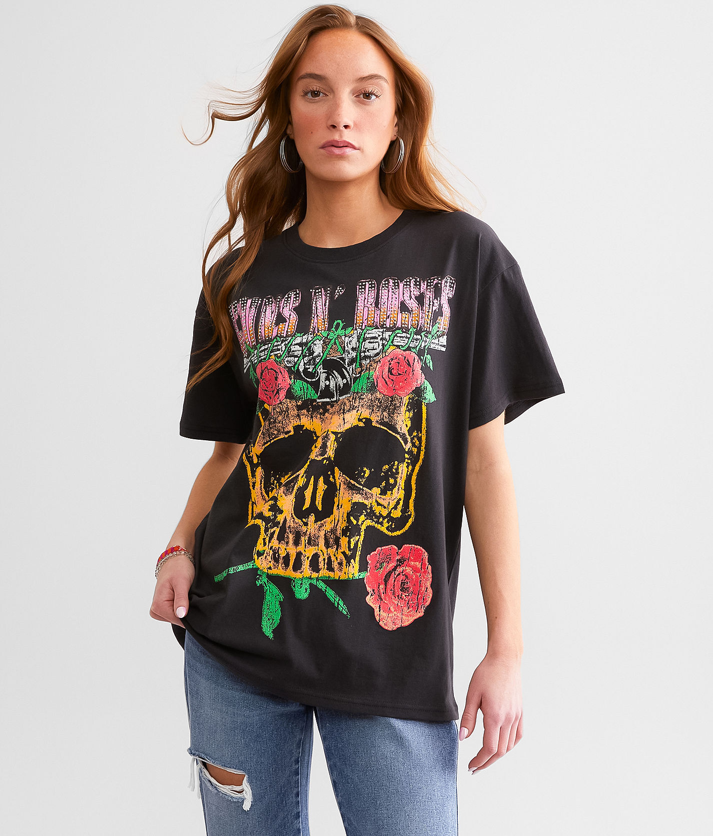 Guns N' Roses 1991 Tour Oversized Band T-Shirt  - Black - female - Size: Large