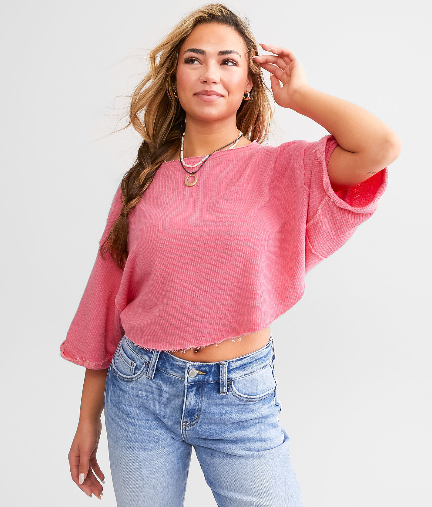 Free People Off My Mind Cropped T-Shirt  - Pink - female - Size: Medium