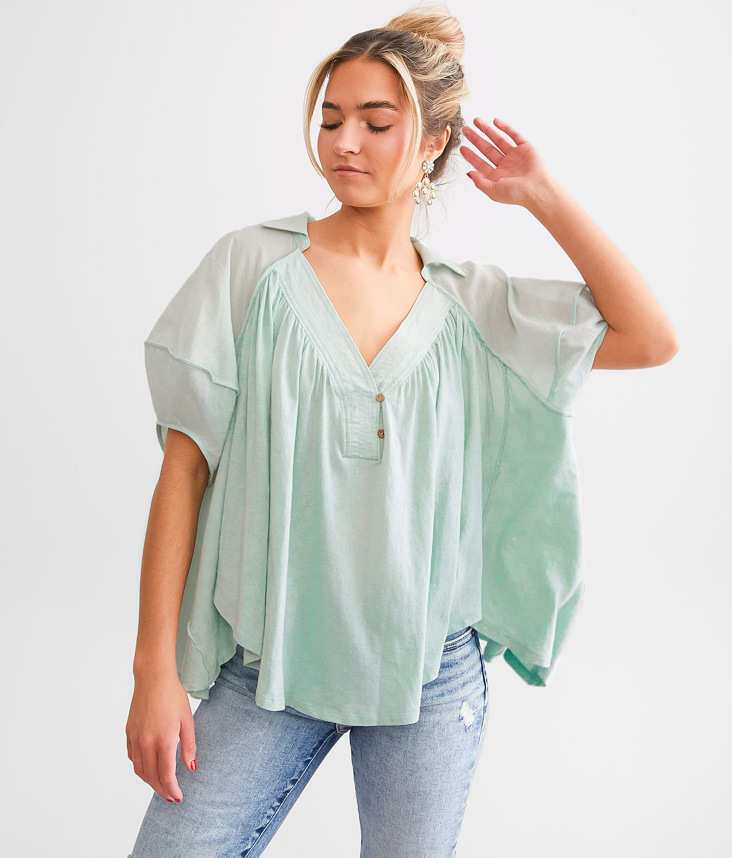 Free People Sunray Babydoll Top  - Green - female - Size: Large