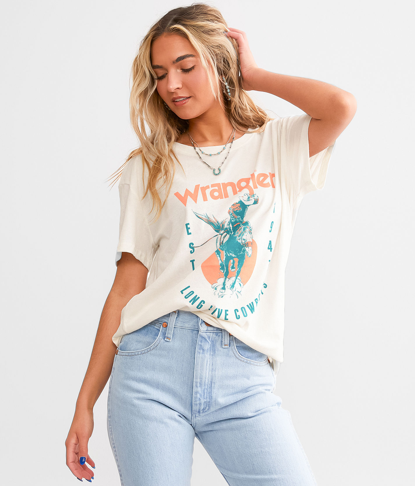 Wrangler Retro Long Live Cowboys T-Shirt  - White - female - Size: Extra Large