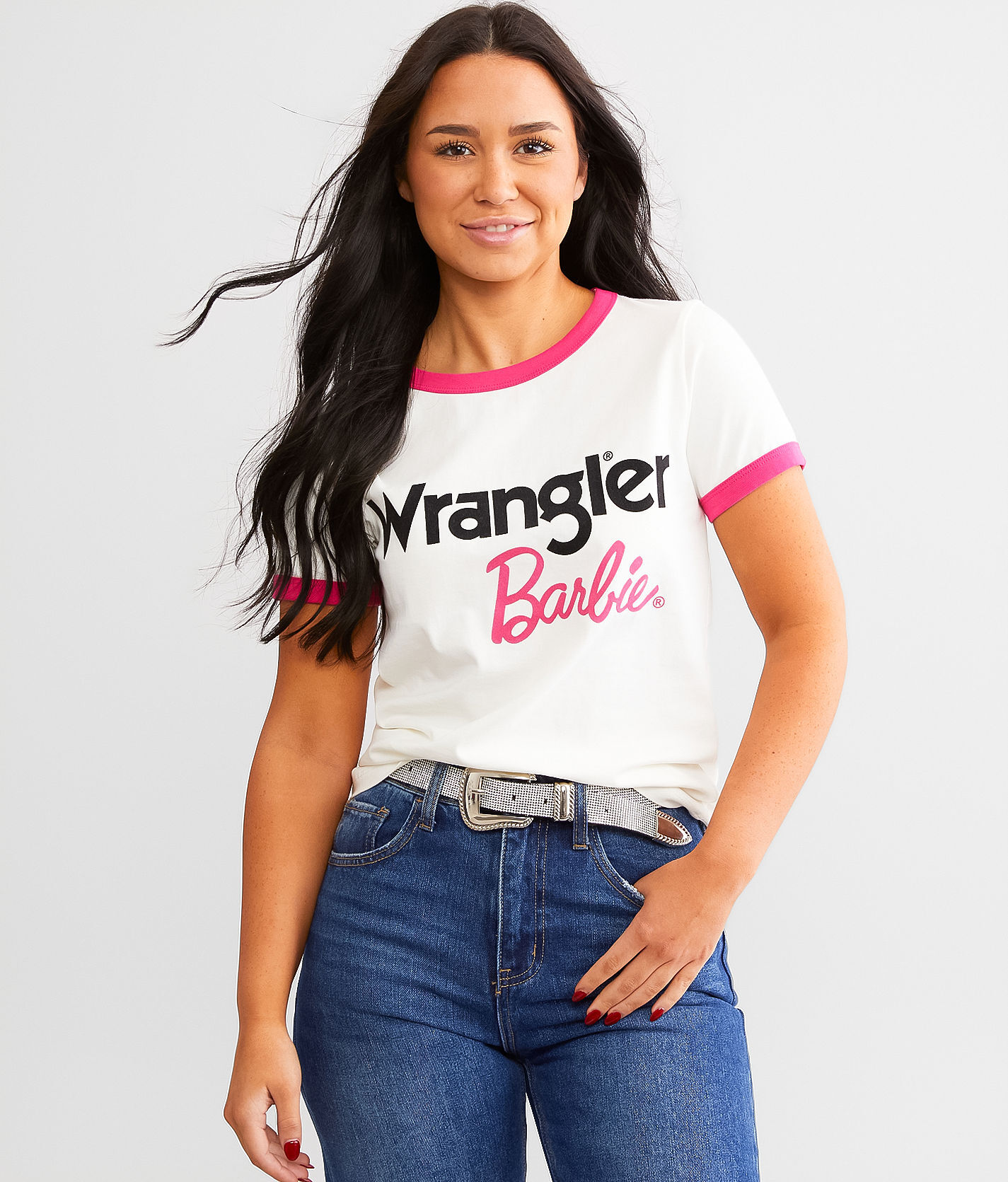 Wrangler Barbie Ringer T-Shirt  - White - female - Size: Medium