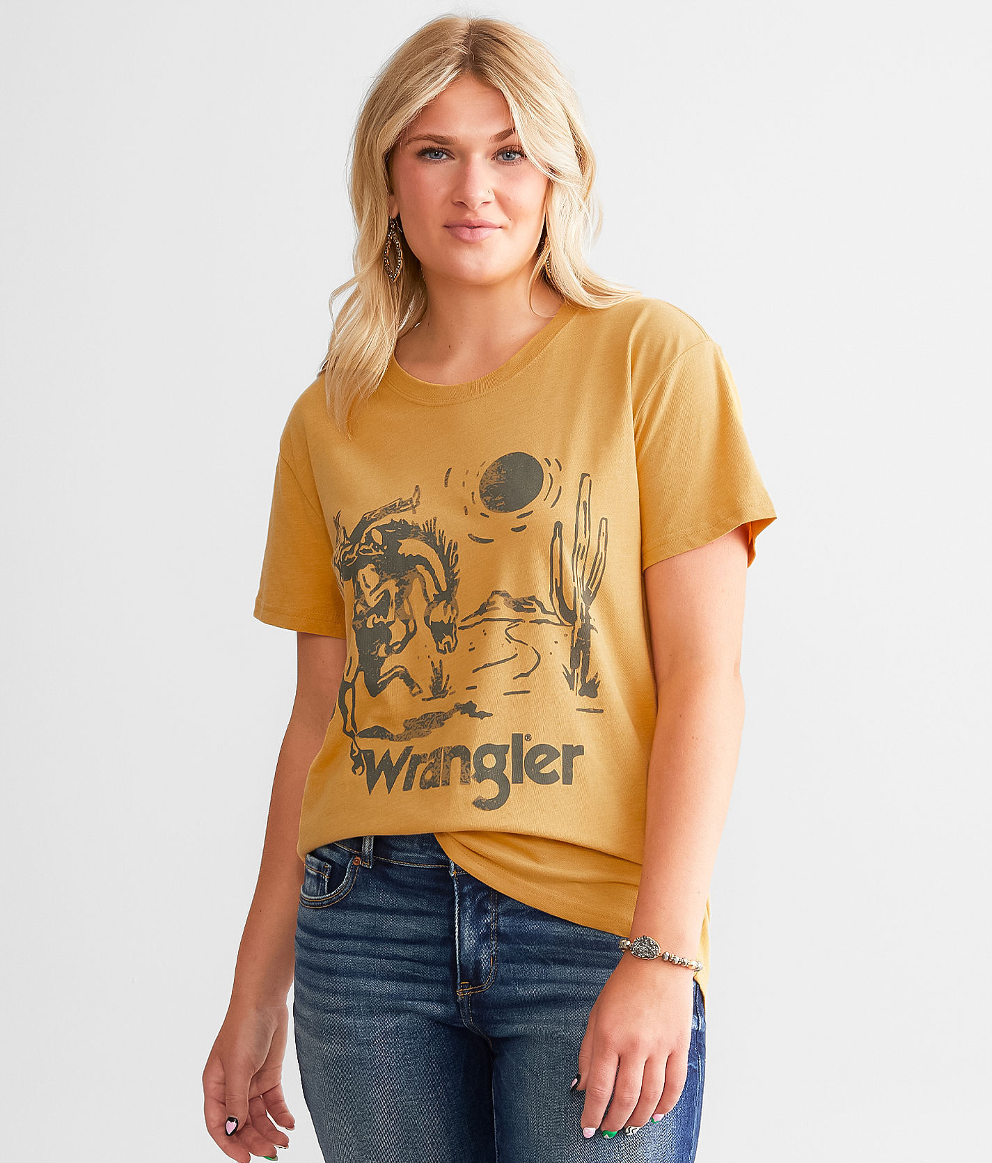 Wrangler Retro Bronc Boyfriend T-Shirt  - Yellow - female - Size: Large