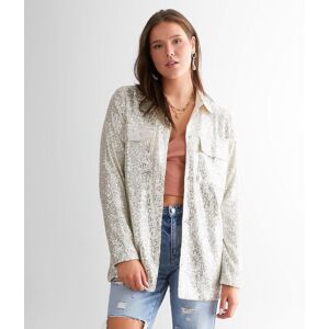 Gee Gee Clothing Sequin Shacket  - Cream;Silver - female - Size: Small