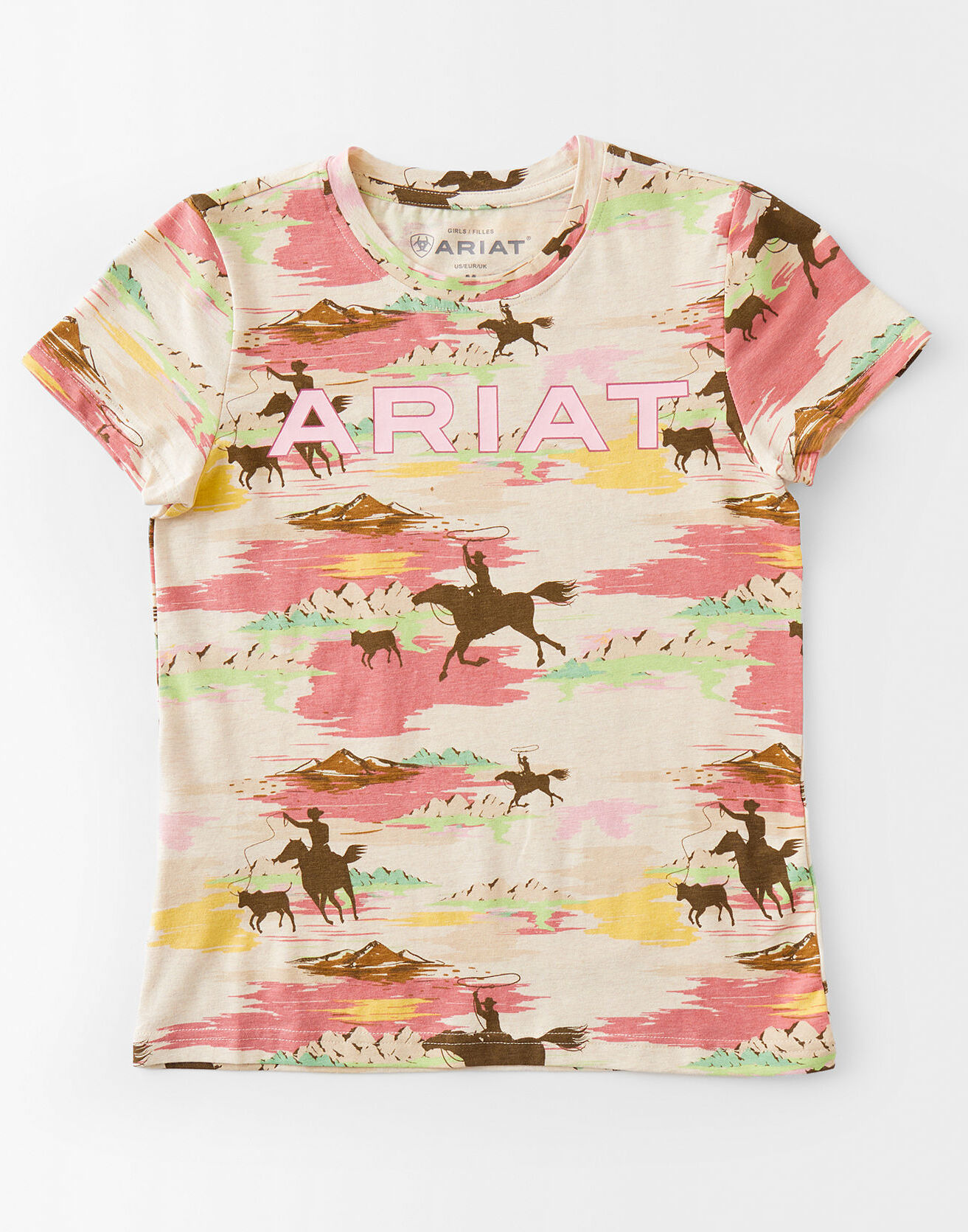 Girls - Ariat Hawaiian T-Shirt  - Cream;Pink - female - Size: Large