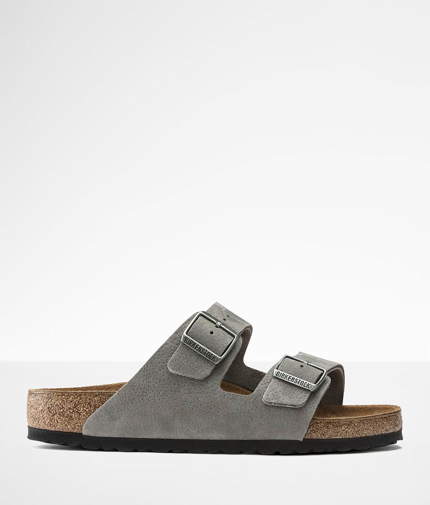 Birkenstock Arizona Nubuck Leather Sandal  - Grey - male - Size: 12