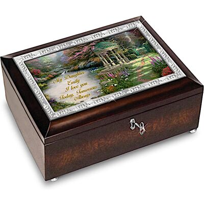 The Bradford Exchange Daughter Music Box with Sentiment Personalized with Name and Thomas Kinkade Art The Bradford Exchange Daughter Music Box with Sentiment Personalized with Name and Thomas Kinkade Art