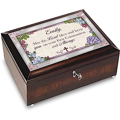 The Bradford Exchange Blessed First Communion Personalized Brown Music Box The Bradford Exchange Blessed First Communion Personalized Brown Music Box
