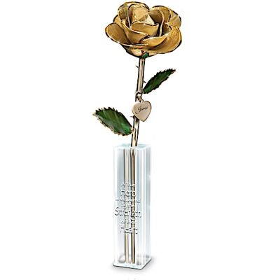 The Bradford Exchange Your Hero Personalized Golden Preserved Rose Centerpiece The Bradford Exchange Your Hero Personalized Golden Preserved Rose Centerpiece