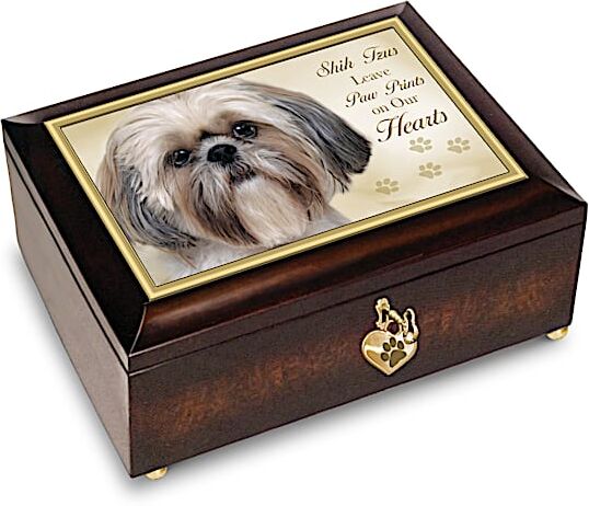 The Bradford Exchange Shih Tzus Leave Paw Prints On Our Hearts Music Box