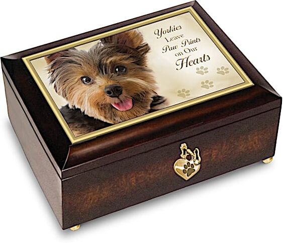 The Bradford Exchange Yorkies Leave Paw Prints On Our Hearts Music Box