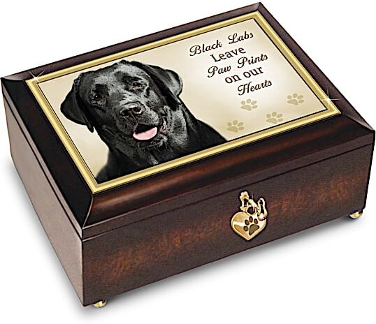 The Bradford Exchange Black Labs Leave Paw Prints On Our Hearts Music Box