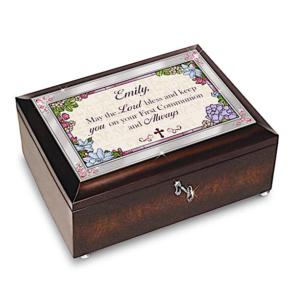 The Bradford Exchange Blessed First Communion Personalized Brown Music Box