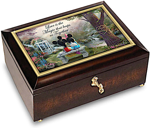 The Bradford Exchange Thomas Kinkade Mickey Mouse and Minnie Mouse Romantic Personalized Music Box