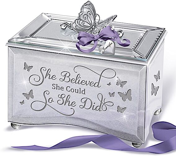 The Bradford Exchange Women's Empowerment Personalized Music Box with Name-Engraved Heart Charm