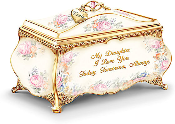 The Bradford Exchange My Daughter, I Love You Personalized Heirloom Rose Music Box