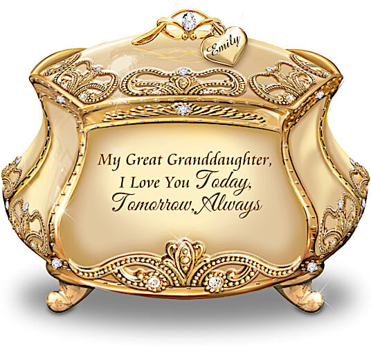 The Bradford Exchange Personalized Great Granddaughter 22K Gold-Plated Music Box