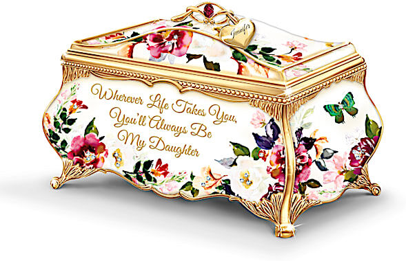 The Bradford Exchange Porcelain Music Box For Daughters With Name-Engraved Charm