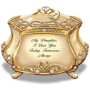 The Bradford Exchange Daughter, I Love You Personalized 22K Gold-Plated Heirloom Music Box