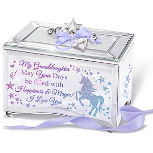 The Bradford Exchange Glitter Unicorn Music Box Personalized For Granddaughter