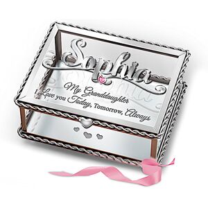 The Bradford Exchange I Love You Today, Tomorrow, Always Personalized Glass Keepsake Box With Granddaughter's Name - Personalized Jewelry