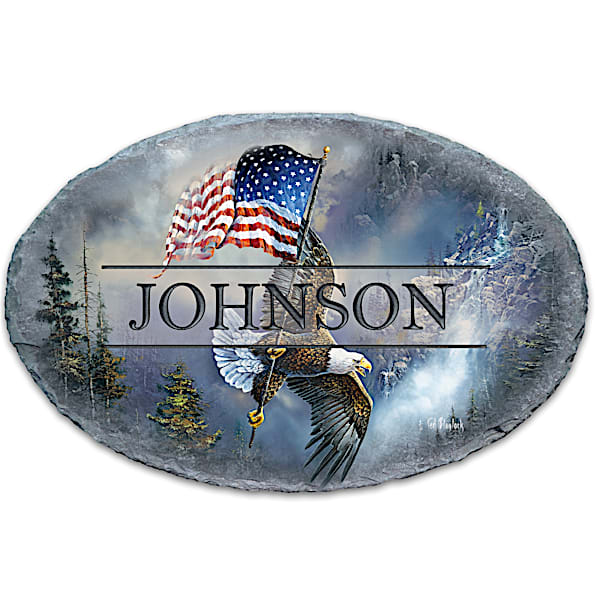 The Bradford Exchange On Majestic Wings Bald Eagle Personalized Outdoor Welcome Sign