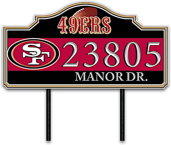 The Bradford Exchange San Francisco 49ers Personalized Outdoor Address Sign